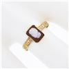 Image 3 : Antique Victorian 10k Gold Petite Bezel Set Rectangular Carved Agate Cameo Ring