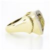 Image 5 : Vintage 14k TT Gold Pave Fancy Yellow & White Diamond Large Wide Dual Heart Ring