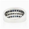 Image 7 : 18k White Gold 3.20 ctw Square Princess Diamond & Sapphire Channel Wide Band Rin