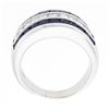 Image 8 : 18k White Gold 3.20 ctw Square Princess Diamond & Sapphire Channel Wide Band Rin