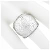 Image 3 : 14K White Gold 0.39 ctw Hammered Finish w/ Diamond Sides Wide Dome Bombe Band Ri