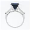 Image 8 : Platinum 4.24 ctw Gubelin NO HEAT Oval Sapphire & Baguette Diamond 3 Stone Ring