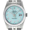 Image 2 : Rolex Mens Stainless Steel Blue Diamond 36MM Datejust Wristwatch