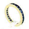Image 9 : Vintage 18k Gold 3 ctw GIA French Square Cut Sapphire Channel Eternity Band Ring