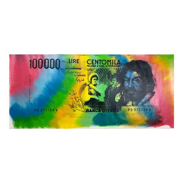 Old Italan Lire Centomila by Steve Kaufman (1960-2010)
