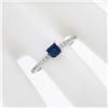Image 6 : NEW 14K White Gold 0.63 ctw Square Step Cut Sapphire Solitaire & Diamond Ring