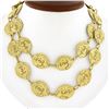 Image 1 : 18K Yellow Gold Free Form Textured Swirl Link Long 34" Statement Chain Necklace