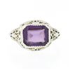 Image 4 : Antique Art Deco 10K Gold Bezel Amethyst Solitaire w/ Open Filigree Petite Ring