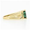 Image 5 : 14k Gold 0.66 ctw Marquise Emerald w/ Baguette Channel Diamond Engagement Ring
