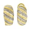 Image 1 : Italian 18k TT Gold Large Wide 11.2mm Textured Domed Omega Back Cuff Earrings