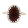 Image 4 : New 14K Rose Gold 5.47 ctw Oval Cabochon Garnet Solitaire Diamond Halo Ring