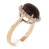 Image 9 : New 14K Rose Gold 5.47 ctw Oval Cabochon Garnet Solitaire Diamond Halo Ring