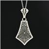 Image 3 : Antique Art Deco 14K Gold Camphor Glass Diamond Filigree Pendulum Pendant Chain