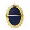 Image 4 : Antique Etruscan Revival 14k Gold GIA Carved Oval Blue Lapis Pendant or Brooch