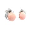 Image 3 : 61.8 ctw Pink Coral & Diamond Earrings - 14KT White Gold & Platinum