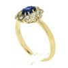 Image 9 : Vintage 14k Yellow Gold GIA NO HEAT Cushion Sapphire w/ Diamond Flower Halo Ring