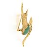 Image 5 : Vintage 18k Gold Cabochon Jade Ruby Textured Open Wire Work Swan Bird Brooch Pin