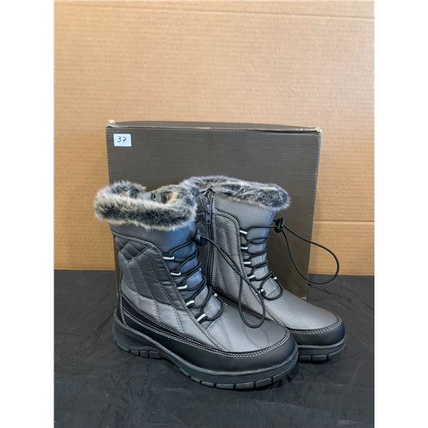 Ausland Womens Drawstring Mid Calf Snow Boots Grey US 5.5