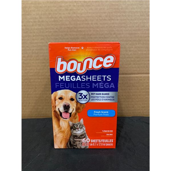 Bounce Mega Sheets Pet Hair Guard Dryer Sheets 60 Sheet Fresh Sent