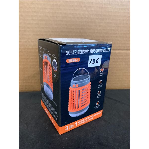 Solar Sensor Mosquito Killer 3 In 1 White And Purple Light And Flashlight