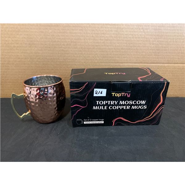 TopTry Moscow Mule Copper Mugs Set of 2 100% Hand Crafted