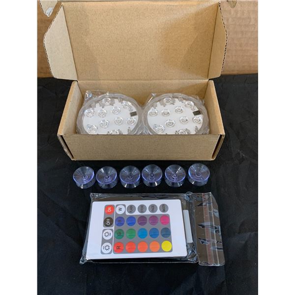 2 x Submersible LED Lights W / Remote And Mounts