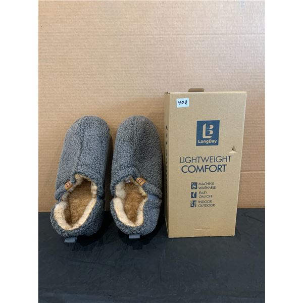 LongBay Mens Sherpa House Slippers Memory Foam Size 11-12
