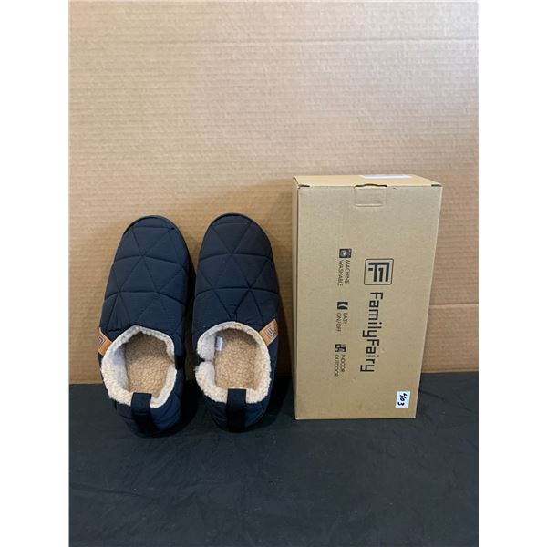 Mens Slippers With Fuzzy Plush Lining Indoor Outdoor Black Size 8