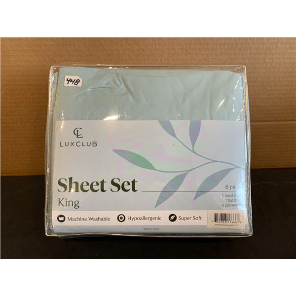 Lux Club King Size Sheet Set 6 Piece Teal Color