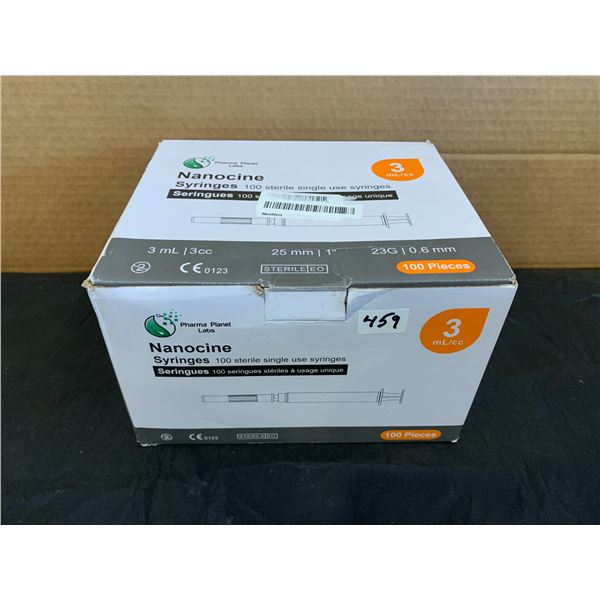 Nanocine Syringes 100 Sterile Single Use 3ml/cc