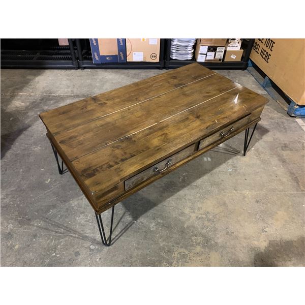 Topline Home Furnishings Rectangular Coffee Table Rustic Oak