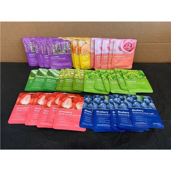 Pack of 42 Botanical Fruit Mask Sheets - Large Variety