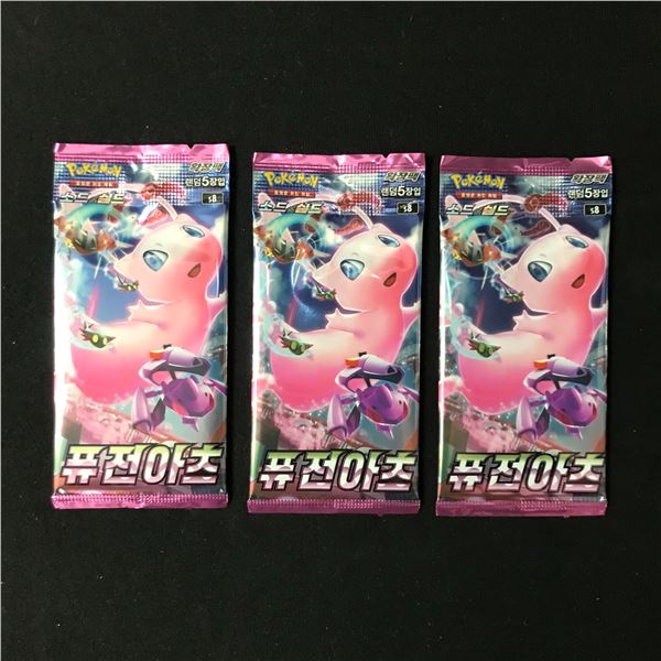 LOT OF 3 UNOPENED POKEMON CARD PACKS FROM KOREA