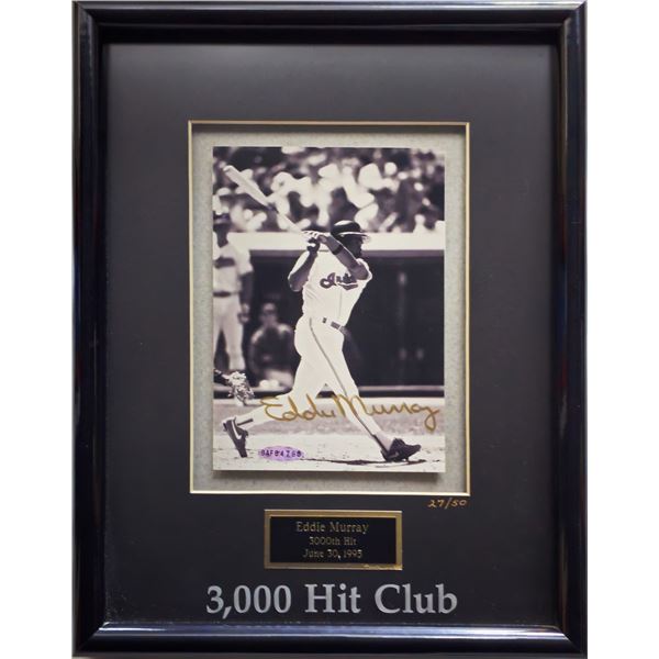 PROFESSIONALLY FRAMED EDDIE MURRAY SIGNED 3000TH HIT PHOTO 27/50 (UPPER DECK COA)