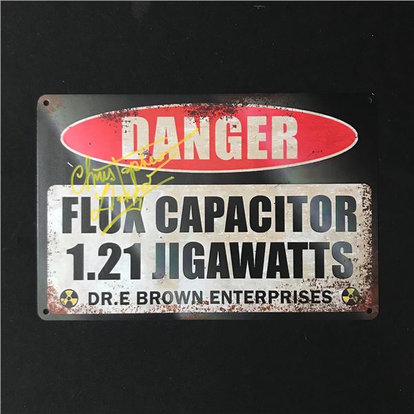 CHRISTOPHER LLOYD SIGNED  BACK TO THE FUTURE  FLUX CAPACITOR DANGER SIGN (WWOC COA)