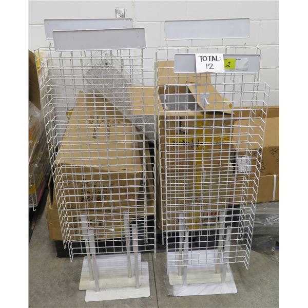 Qty 12 Adjustable Metal Grid Floor Displays with Pegs 51"H (unassembled)