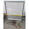 Image 1 : Metal Slat Wall Rack 49" x 56"H w/ Misc Tools: Hand & Pruning Saws, Bar Clamp, etc
