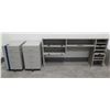 Image 1 : Qty 2 Rolling 3-Drawer Cabinets 24" x 16" x 28"H & Multi-Compartment Shelf Organizer 66" x 13" x 20"