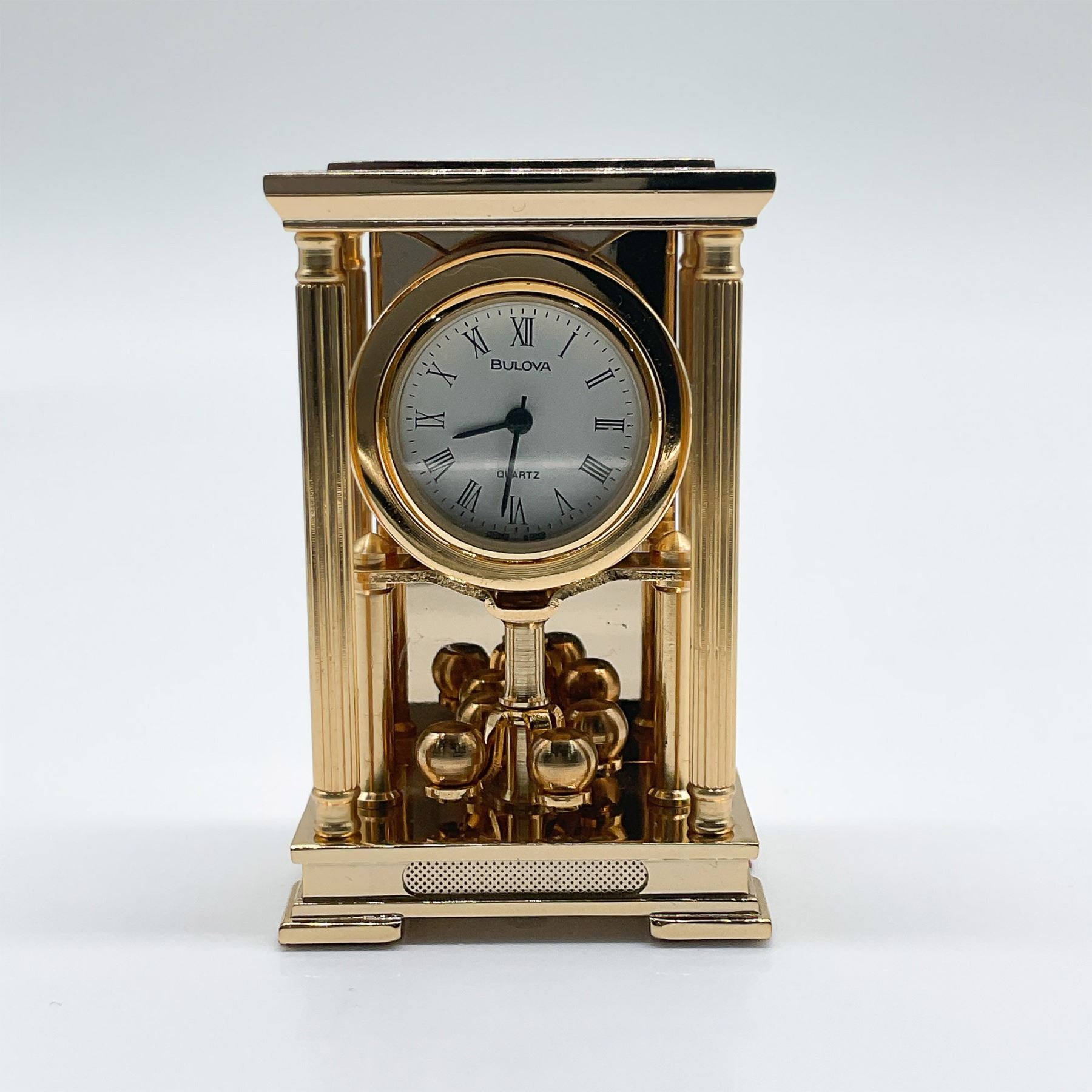 Mini Golden Clock Bulova Miniature Gold-Tone Table Clock
