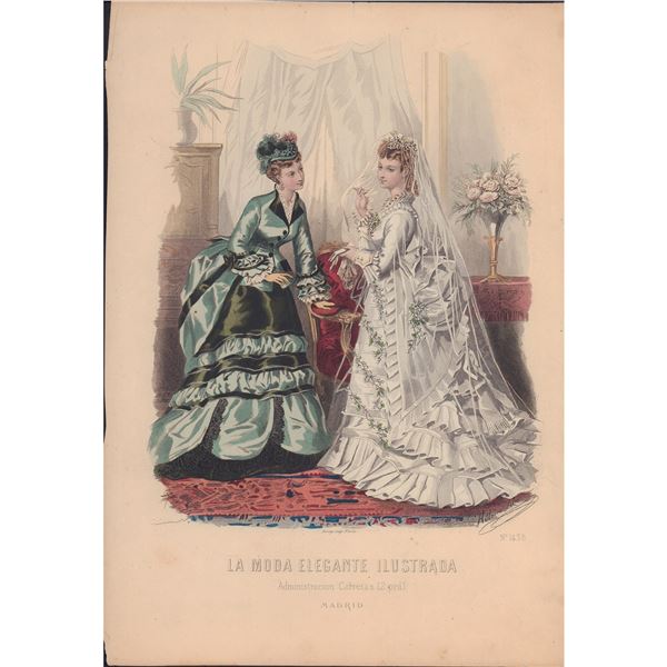 9pc Spanish Fashion Engravings, La Moda Elegante Ilustria