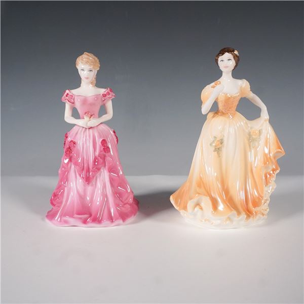 2pc Coalport Debutante Year Figurines Rose Ball & Dawn
