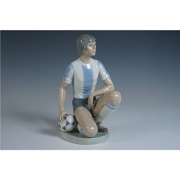 Lladro Porcelain Figurine, Soccer Player, Artist Signed