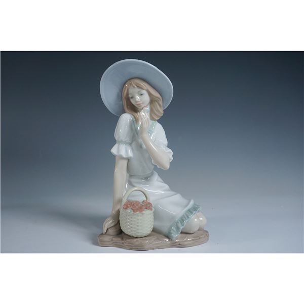 Nao by Lladro Porcelain Figurine, Girl with Basket 1305