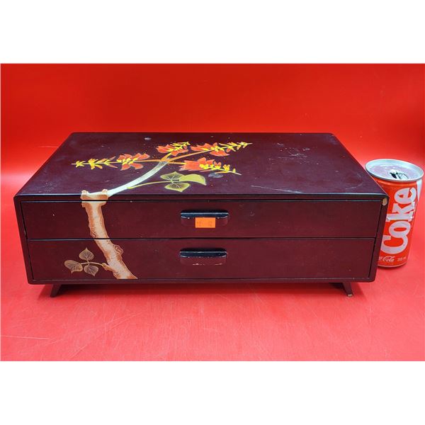 VTG Black & Red Jewelry Box w/ Jewelry