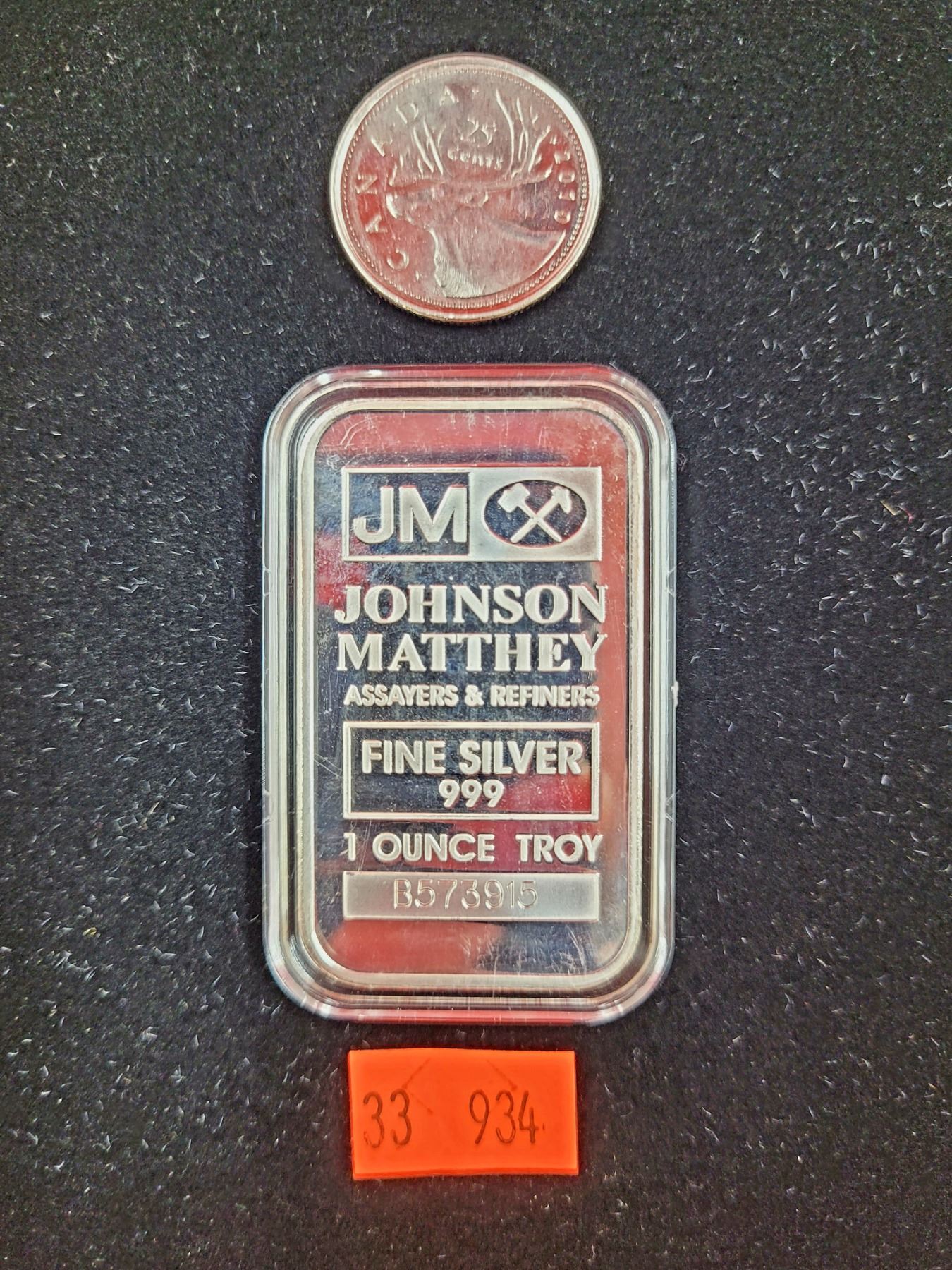 1 Troy Ounce 999+ Fine Johnson Mattney Silver Bar