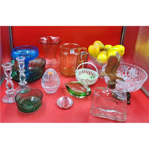 VTG Glass & Crystal Lot w/ Depression Glass Pitcher