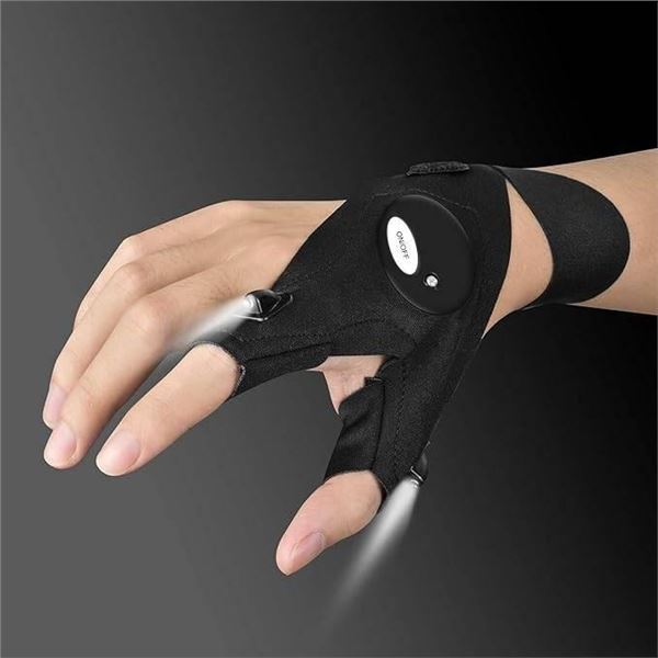 Etsfmoa LED Flashlight Glove with Replaceable Batteries