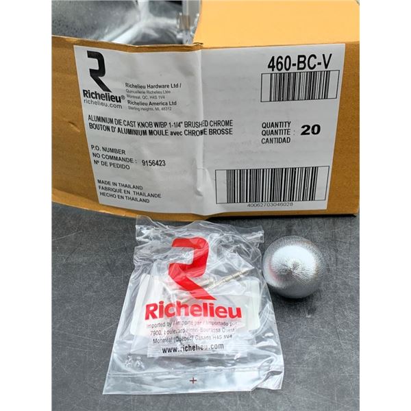 Richelieu 460-BC-V Round Cabinet Knob, Brushed Chrome-20ct