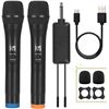 Image 1 : ALPOWL Wireless Microphone, UHF Dual Cordless Dynamic Mic System,Handheld Karaoke Microphone with Re