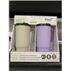 Image 1 : Reduce 2-Pack 24 Oz Mugs With Adjustable Flow Lids in Beige and Purple